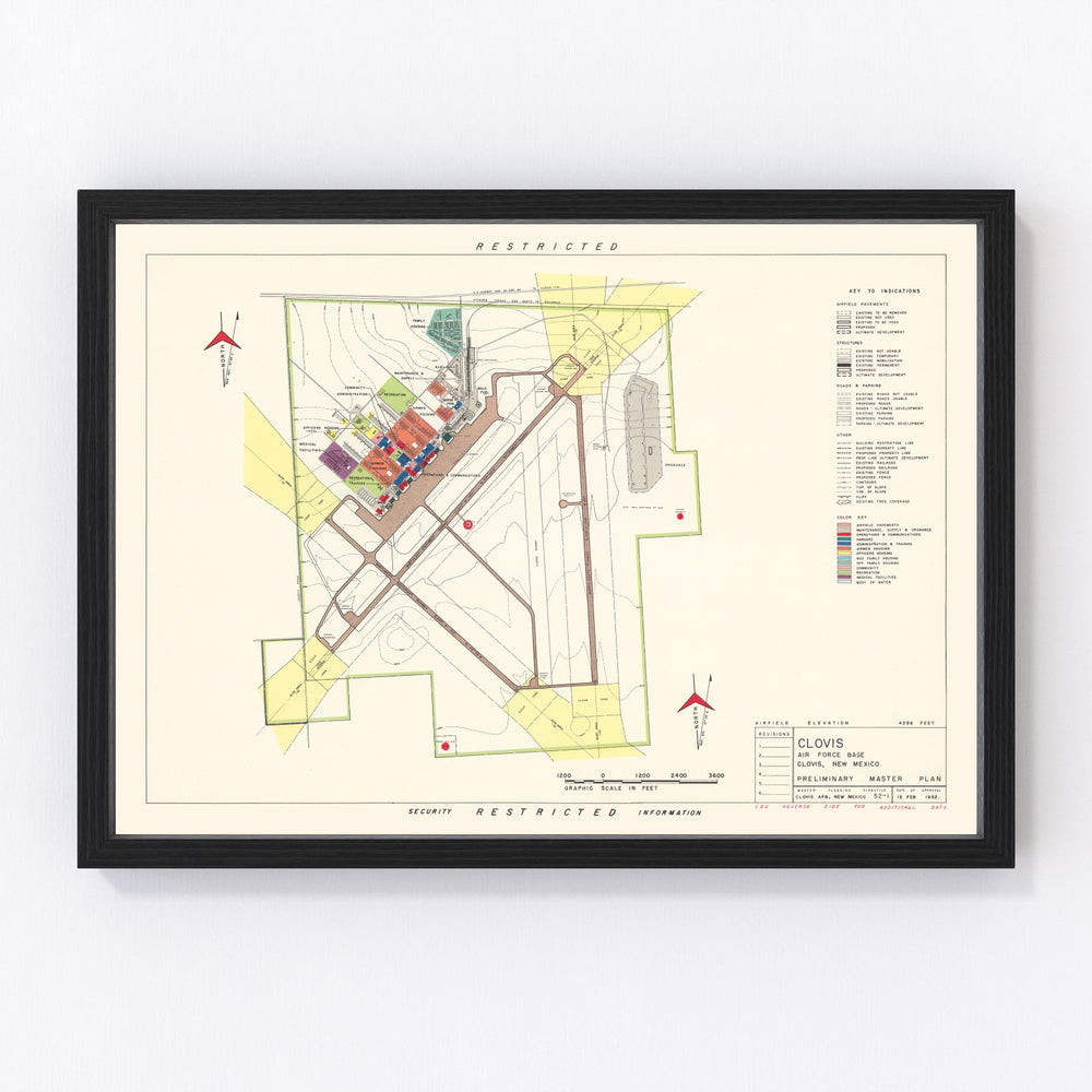 Clovis Air Force Base Vintage Map 1952