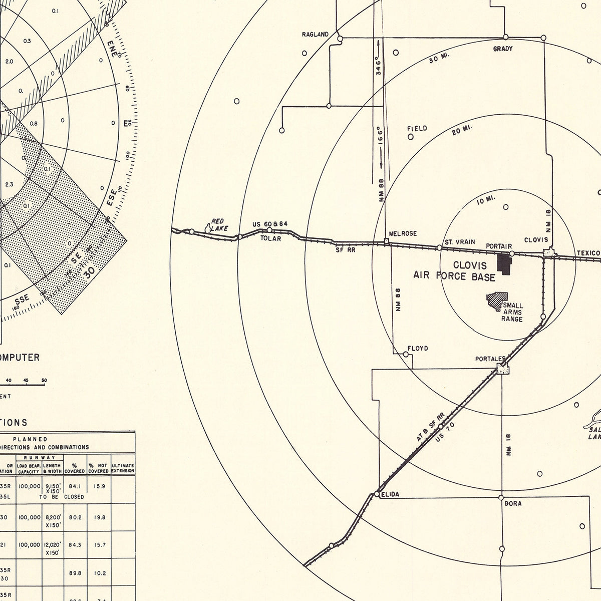 Restored historic details from the 1952 airfield map of Clovis, New Mexico