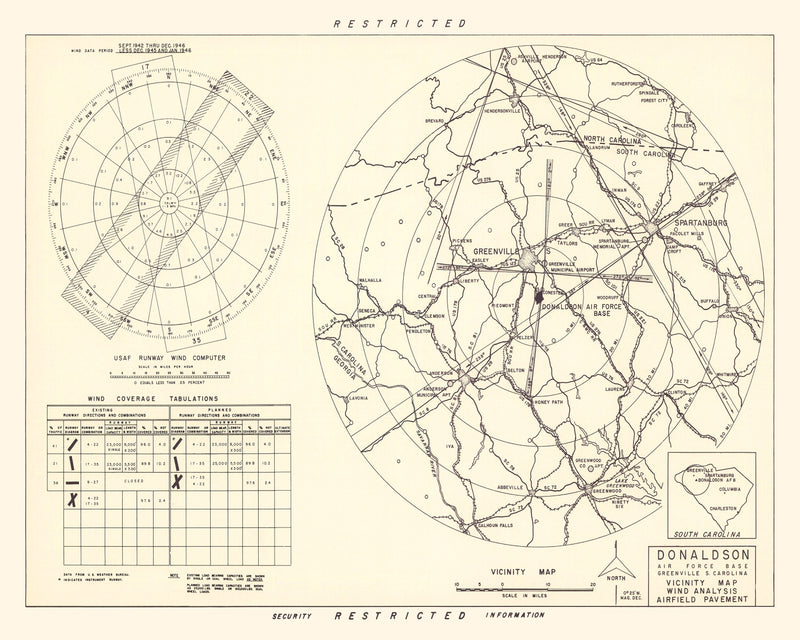 Size comparison using Vintage Map of the Donaldson Air Force Base Vicinity, 1952