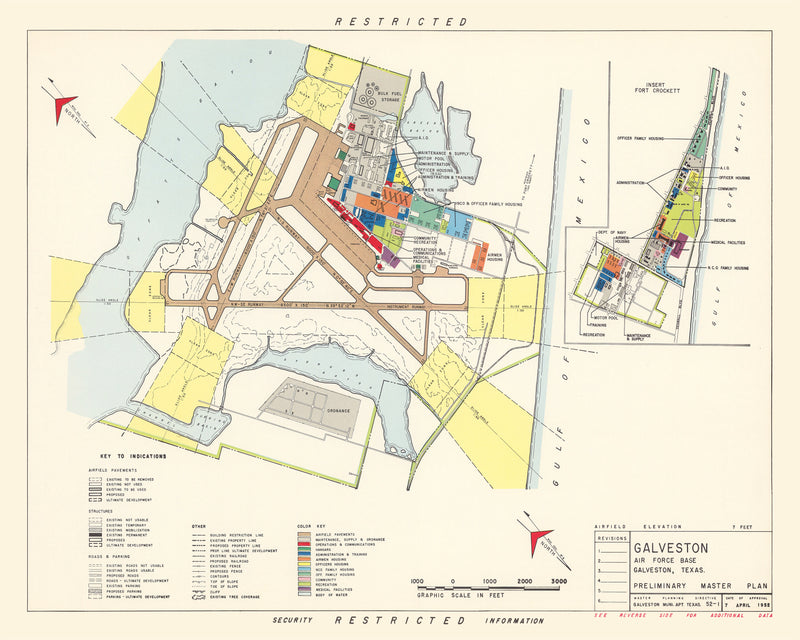 Size comparison using Vintage Map of Galveston Air Force Base, 1952