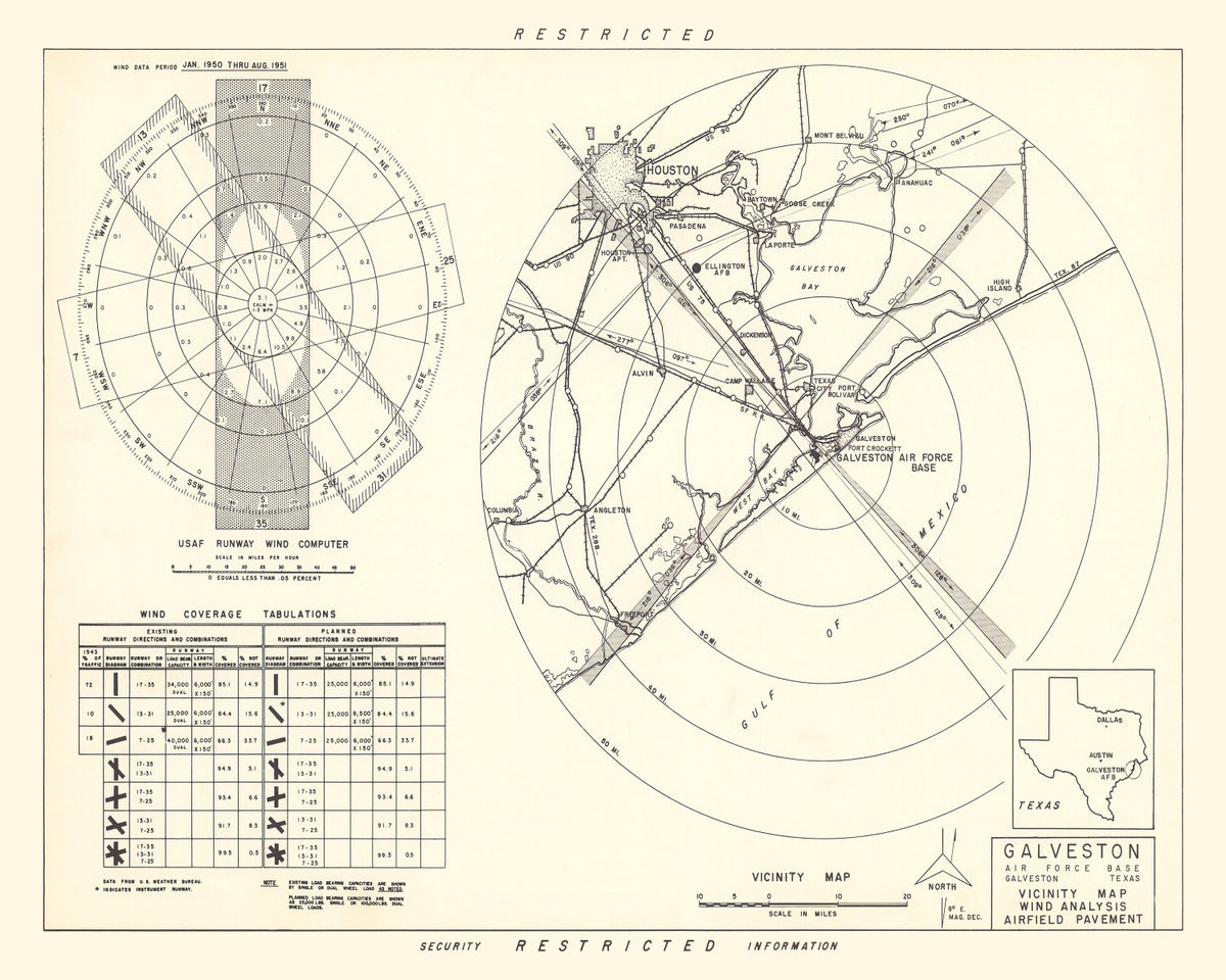 Preview of Vintage Map of the Galveston Air Force Base Vicinity, 1952