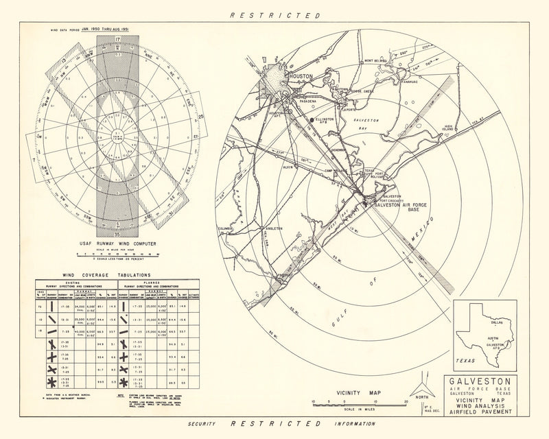 Size comparison using Vintage Map of the Galveston Air Force Base Vicinity, 1952
