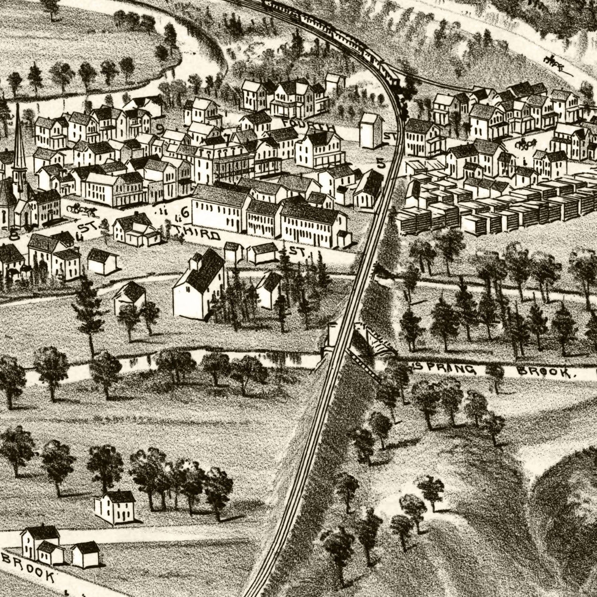 Restored historic details from the 1892 city map of Moosic, Pennsylvania