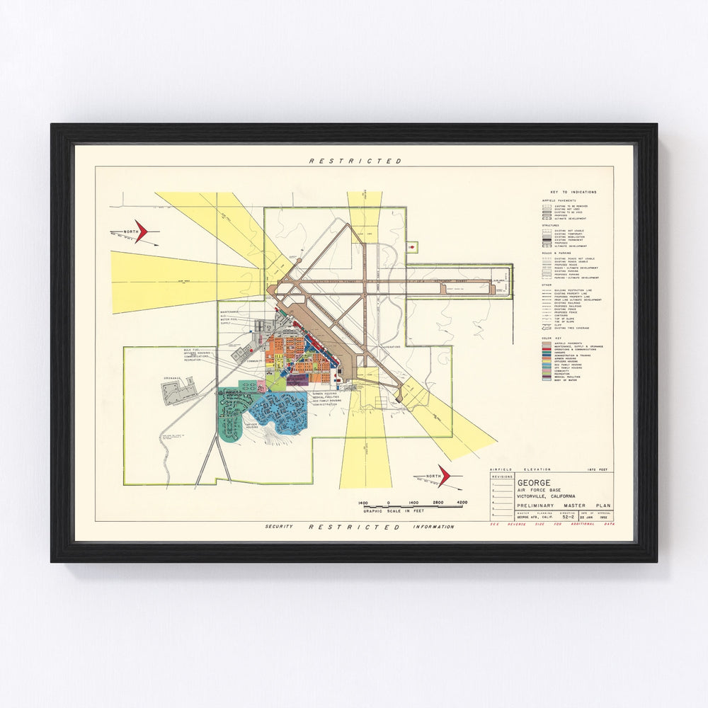 George Air Force Base Vintage Map 1952