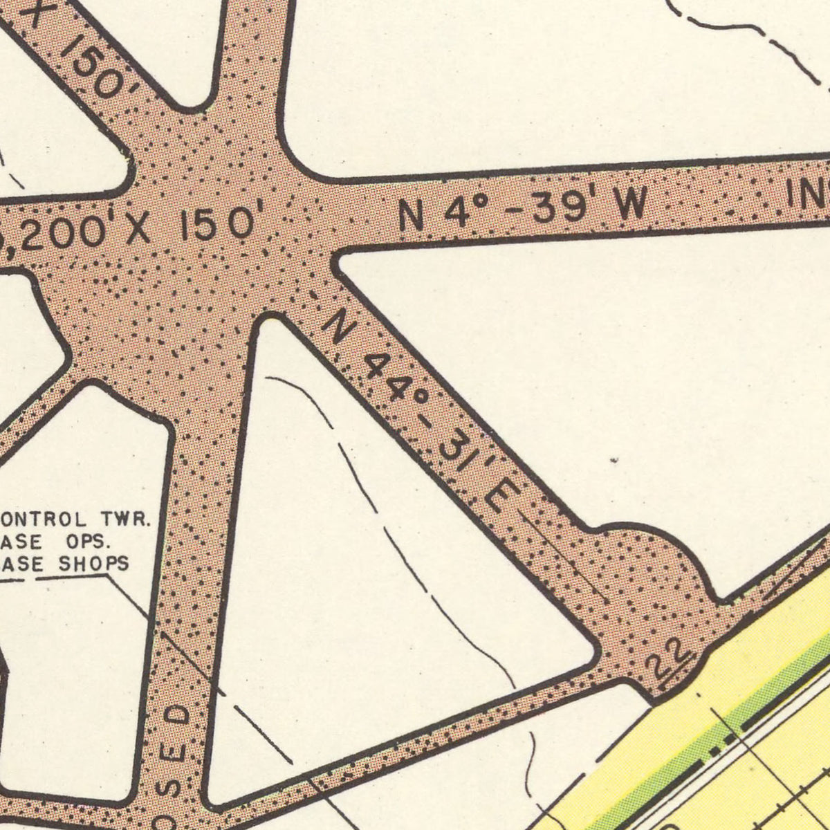 Restored historic details from the 1951 airfield map of Fort Knox, Kentucky