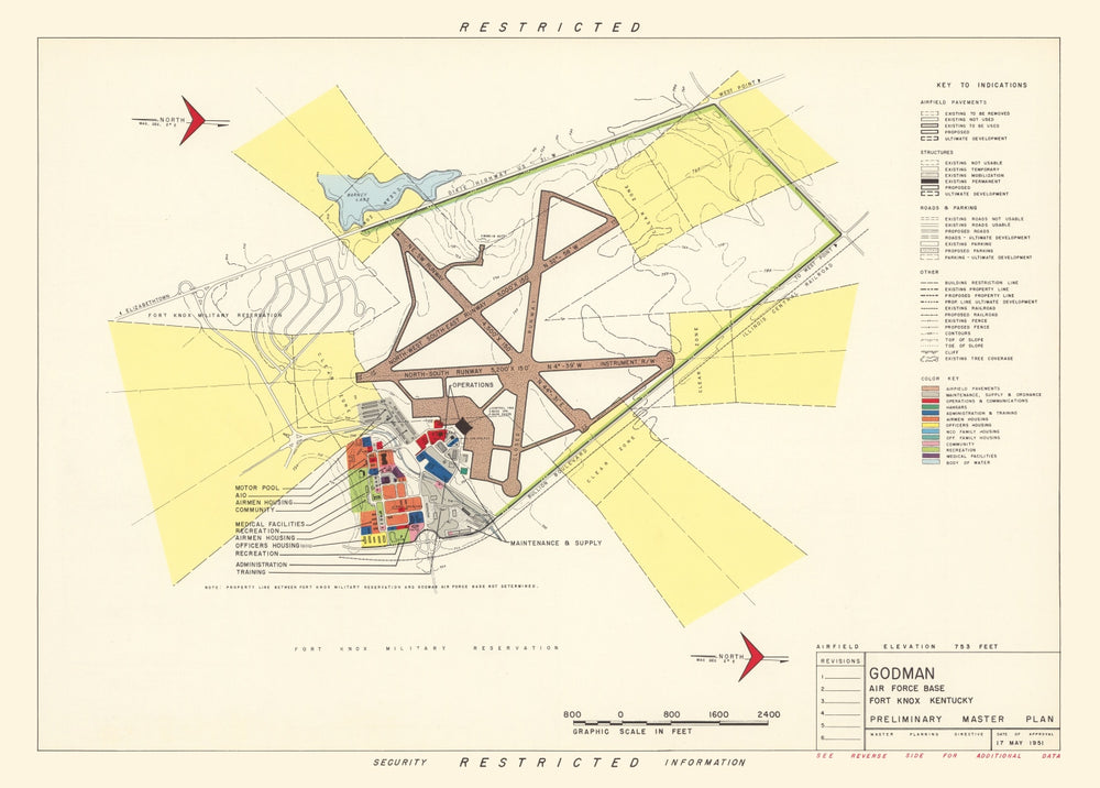 Vintage Map of Godman Air Force Base, 1951 print style example