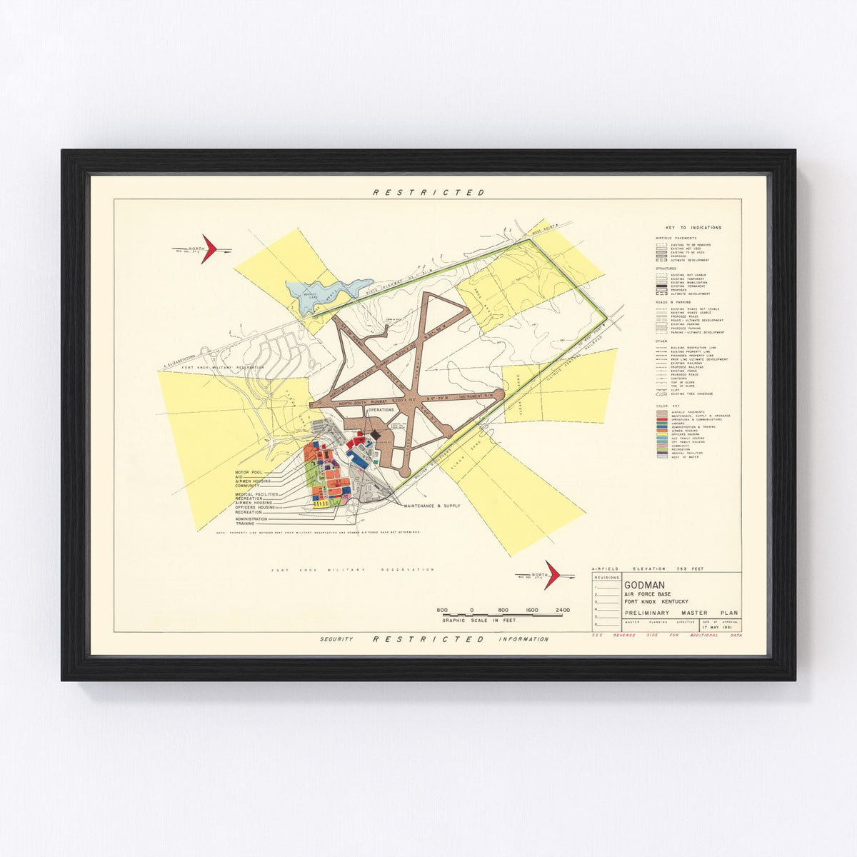 Godman Air Force Base Vintage Map 1951