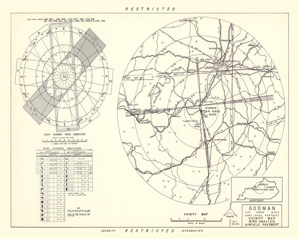 Vintage Map of the Godman Air Force Base Vicinity, 1951 print style example