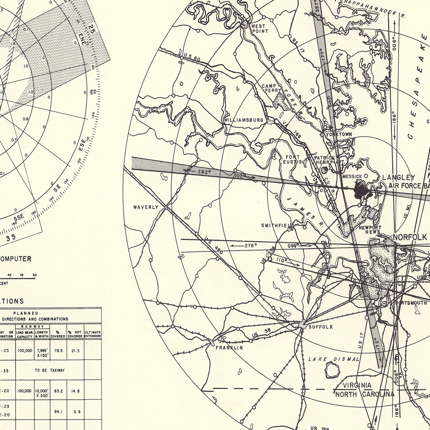 Restored historic details from the 1951 airfield map of Hampton, Virginia