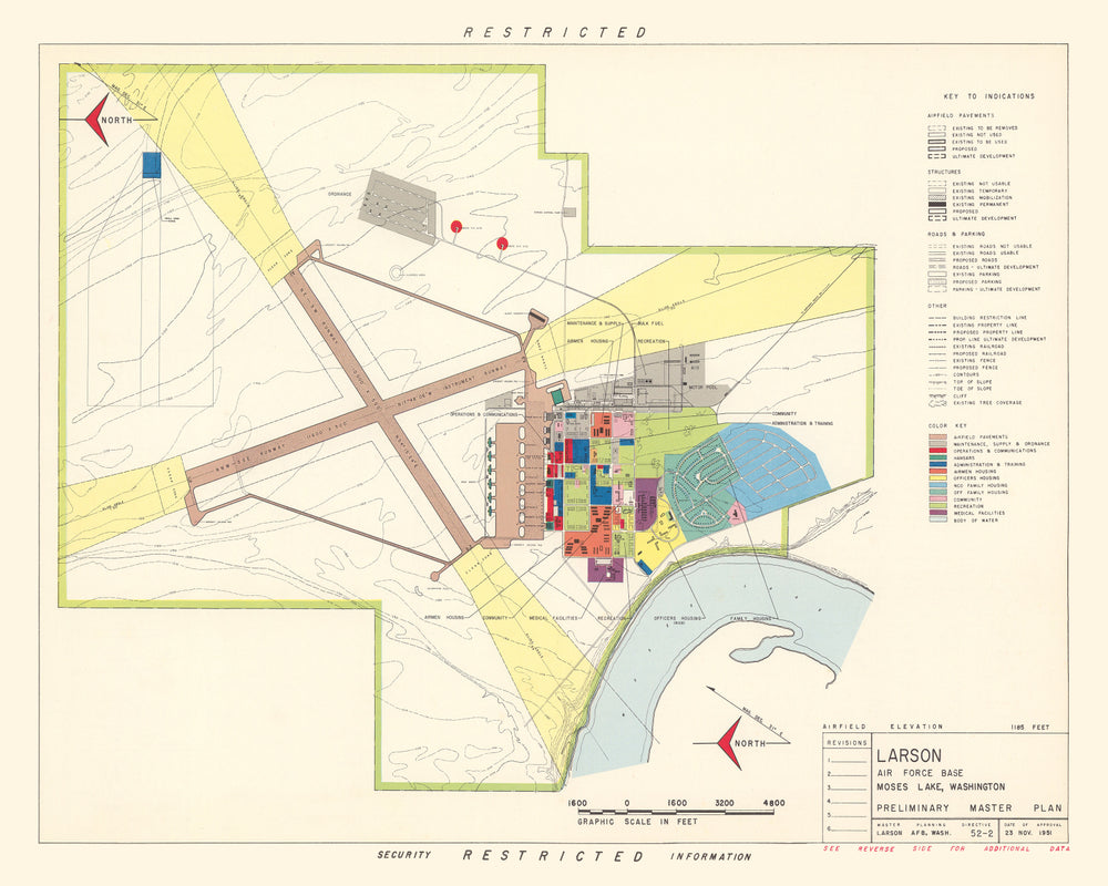 Vintage Map of Larson Air Force Base, 1951 print style example
