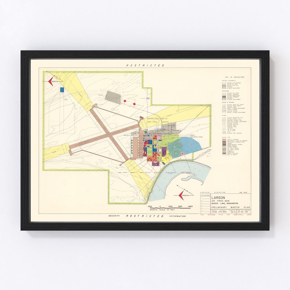 Larson Air Force Base Vintage Map 1951