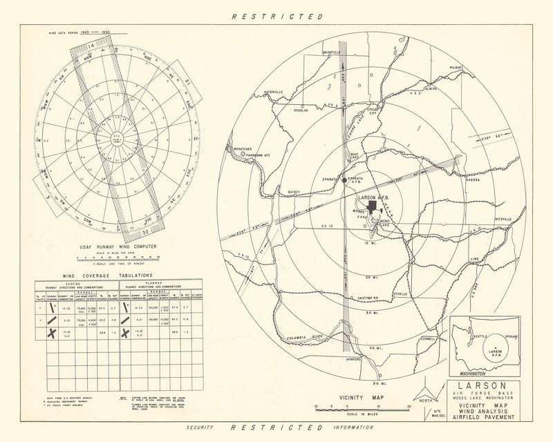 Size comparison using Vintage Map of the Larson Air Force Base Vicinity, 1951