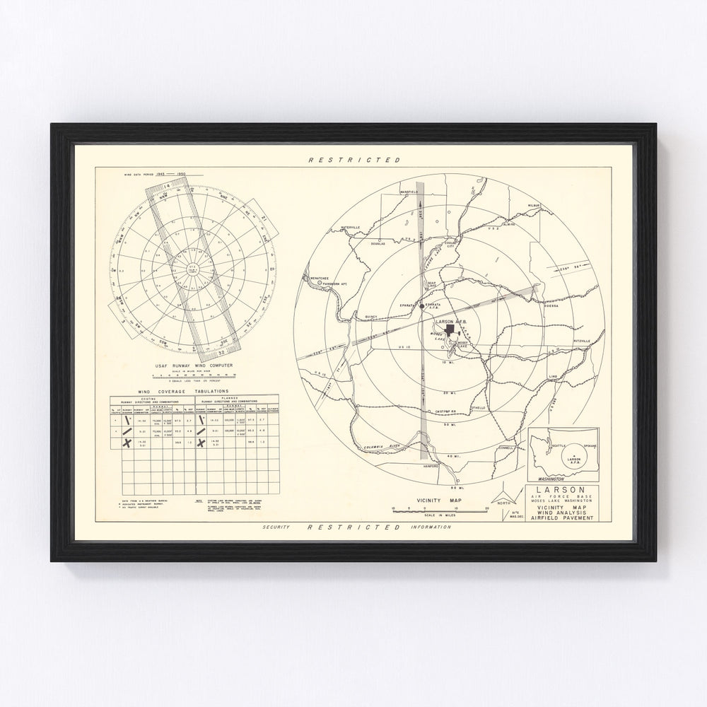 Larson Air Force Base Vicinity Vintage Map 1951