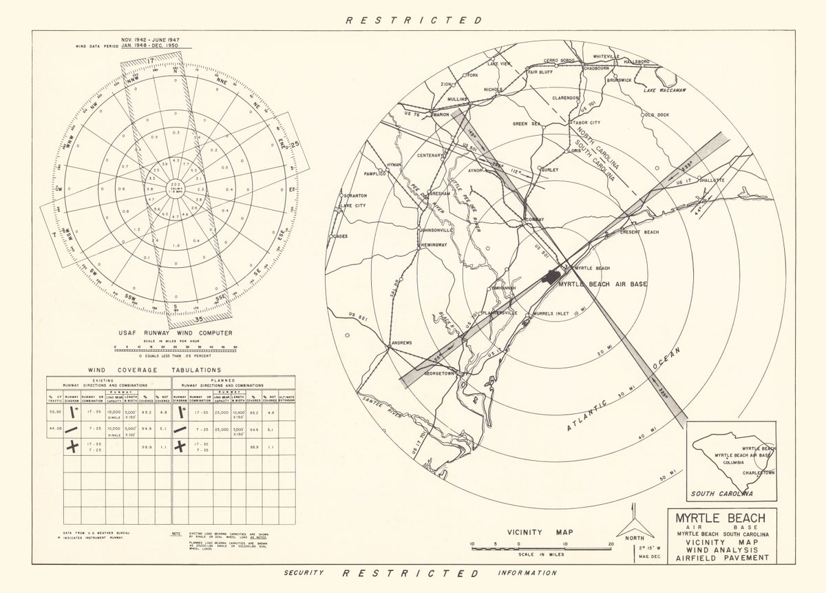 Preview of Vintage Map of the Myrtle Beach Air Base Vicinity, 1952
