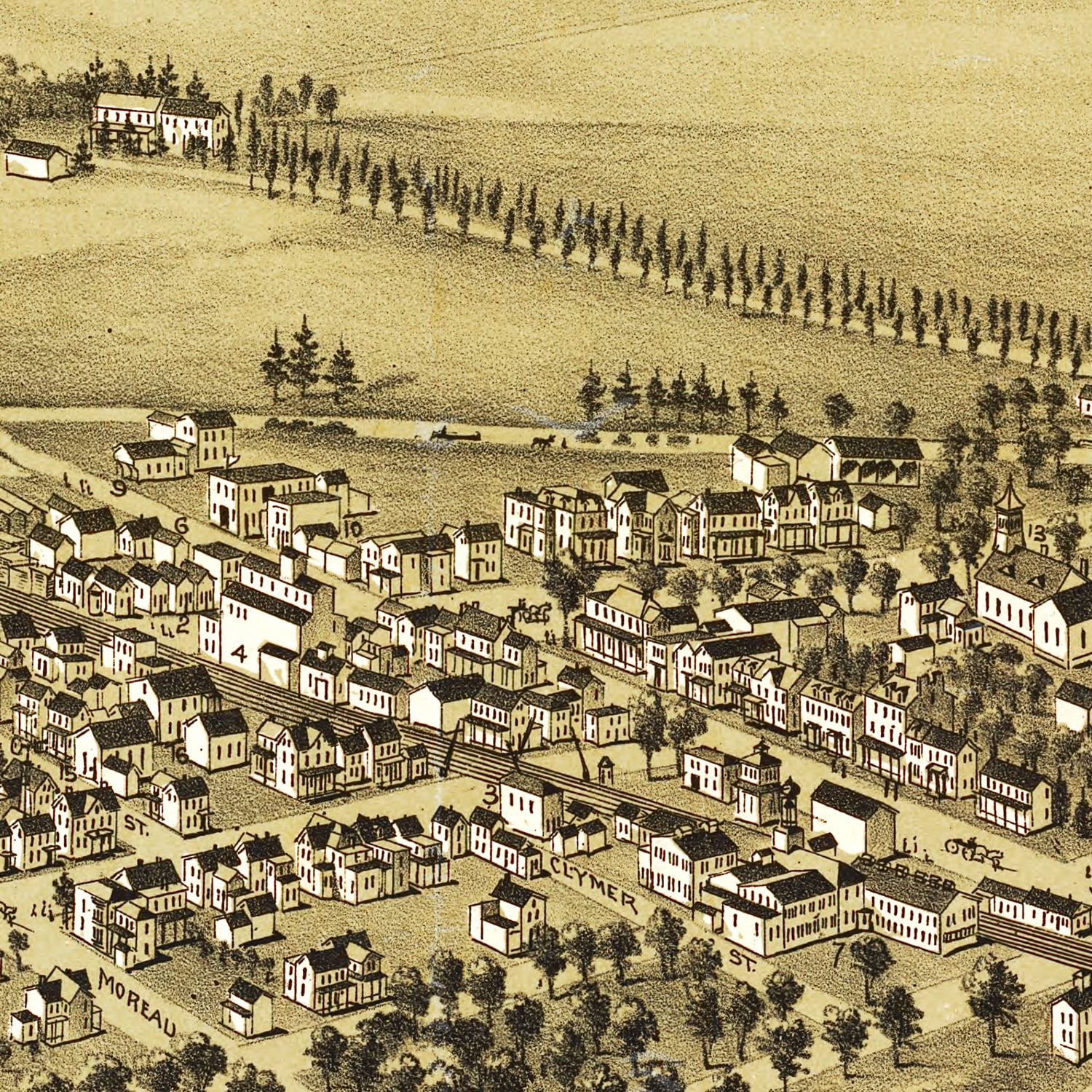 Restored historic details from the 1893 city map of Morrisville, Pennsylvania