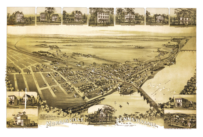 Size comparison using Vintage Map of Morrisville, Pennsylvania 1893