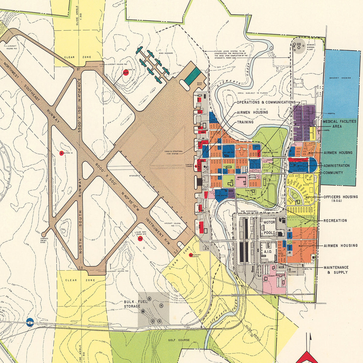Restored historic details from the 1952 airfield map of Smyrna, Tennessee