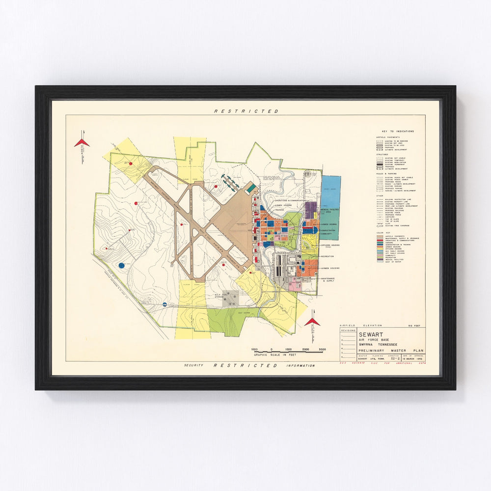 Sewart Air Force Base Vintage Map 1952