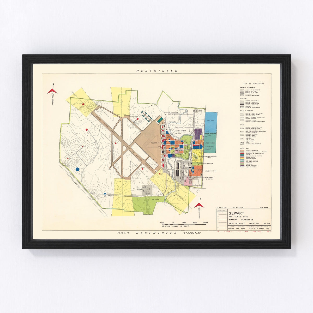 Sewart Air Force Base Vintage Map 1952