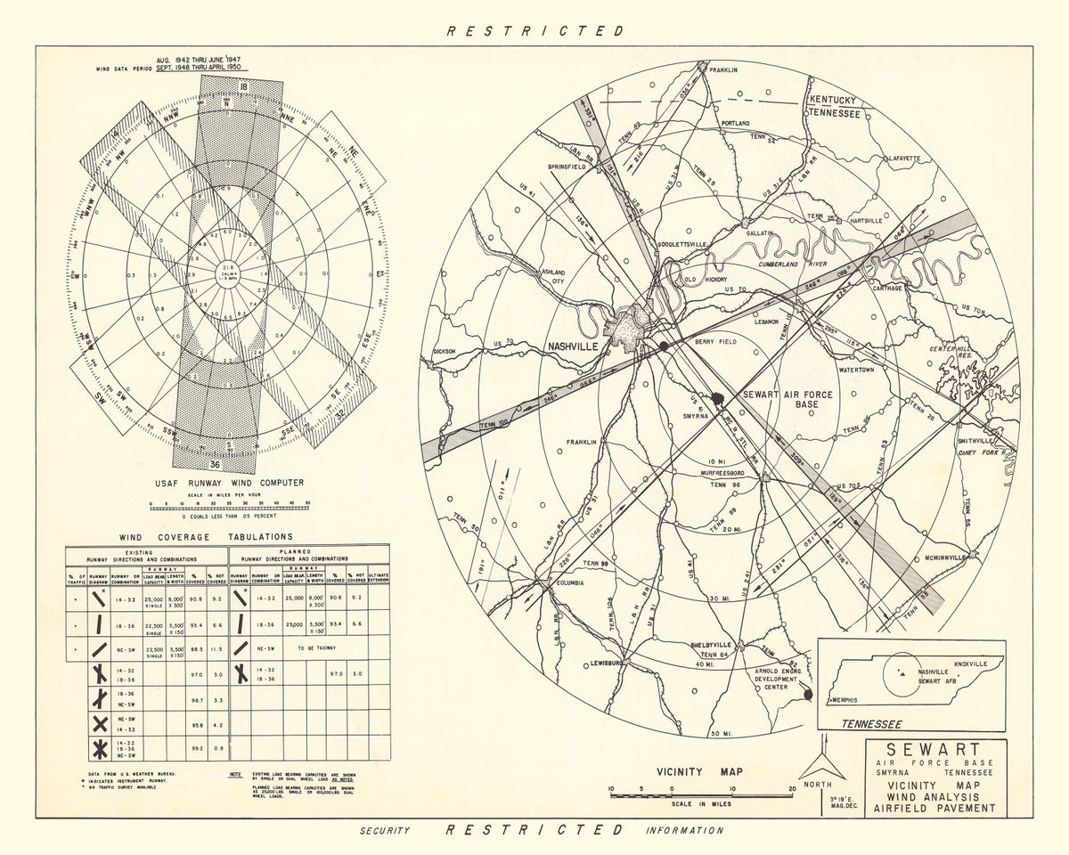 Preview of Vintage Map of the Sewart Air Force Base Vicinity, 1952