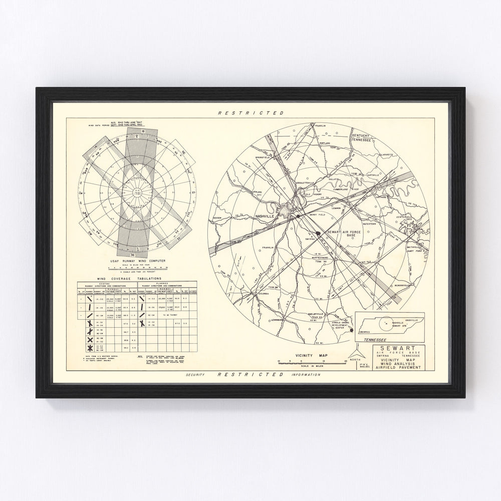 Sewart Air Force Base Vicinity Vintage Map 1952