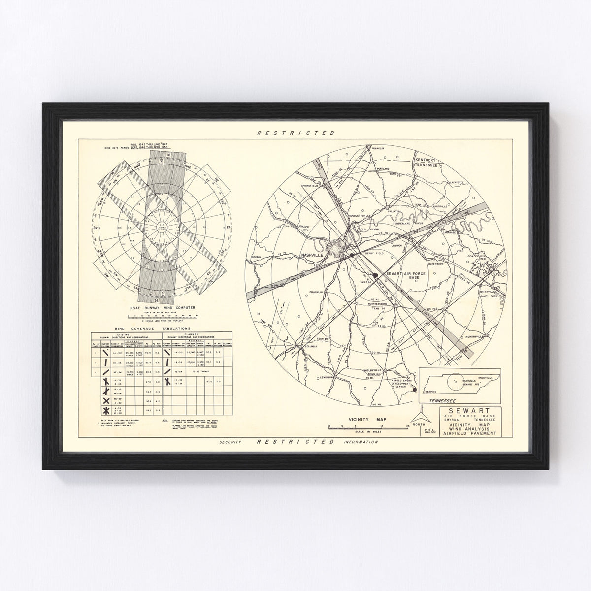 Sewart Air Force Base Vicinity Vintage Map 1952