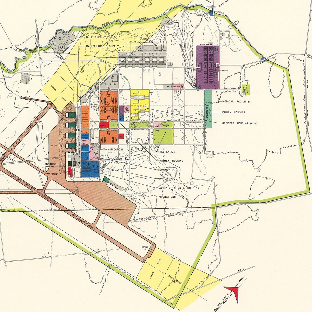 Restored historic details from the 1953 airfield map of Goldsboro, North Carolina