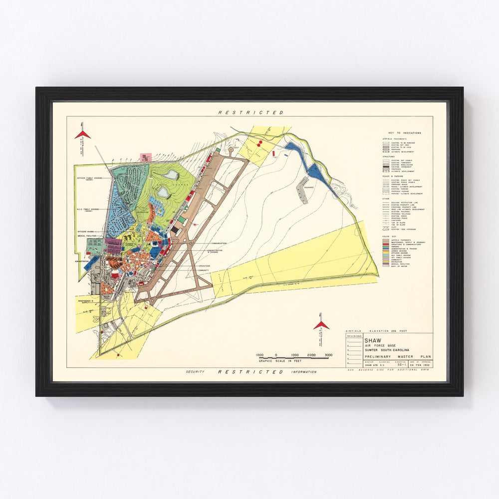 Shaw Air Force Base Vintage Map 1953