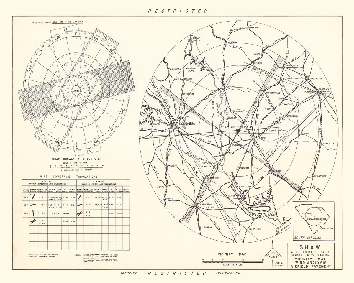 Preview of Vintage Map of the Shaw Air Force Base Vicinity, 1953