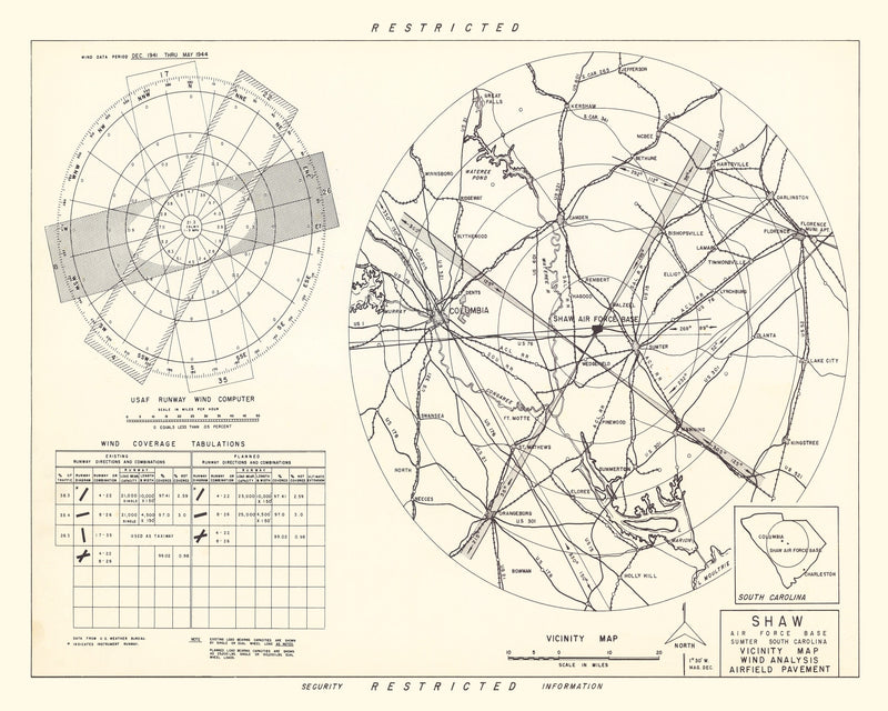Size comparison using Vintage Map of the Shaw Air Force Base Vicinity, 1953