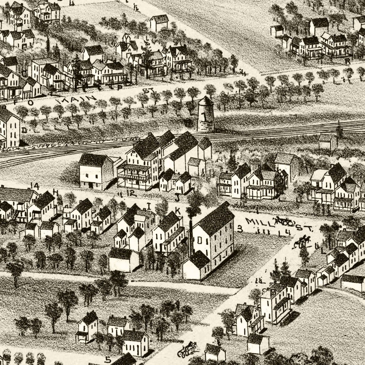 Restored historic details from the 1891 city map of Moscow, Pennsylvania