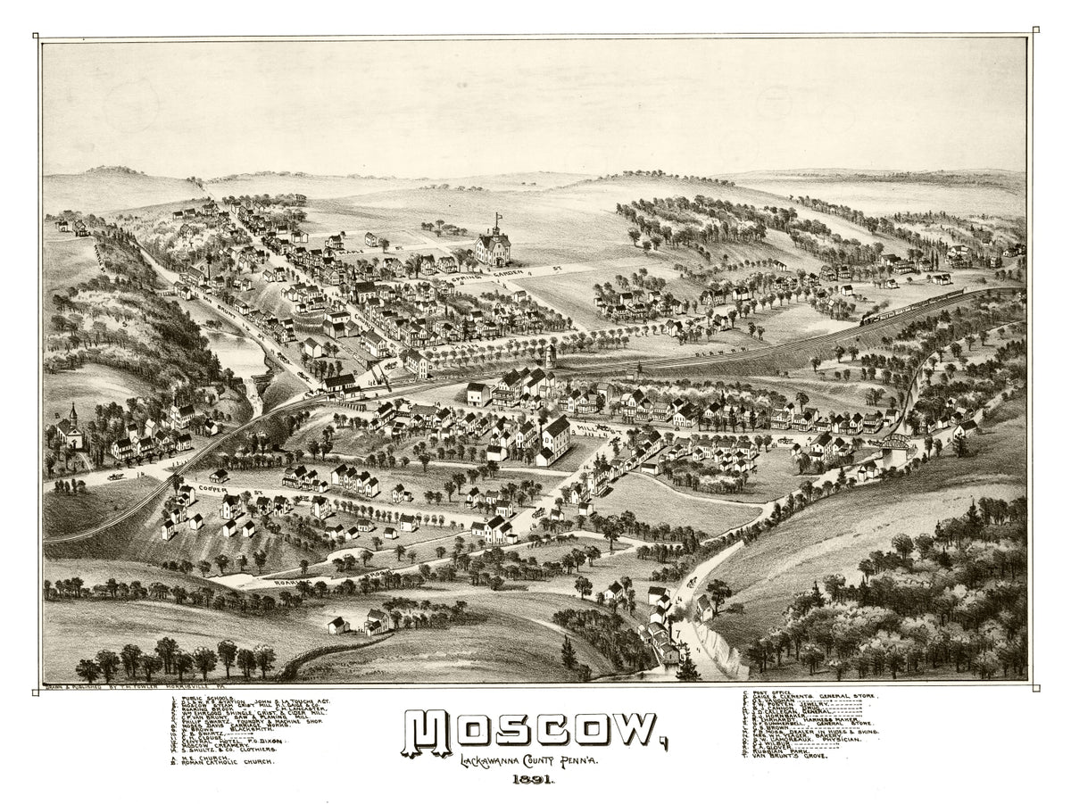 Preview of Vintage Map of Moscow, Pennsylvania 1891