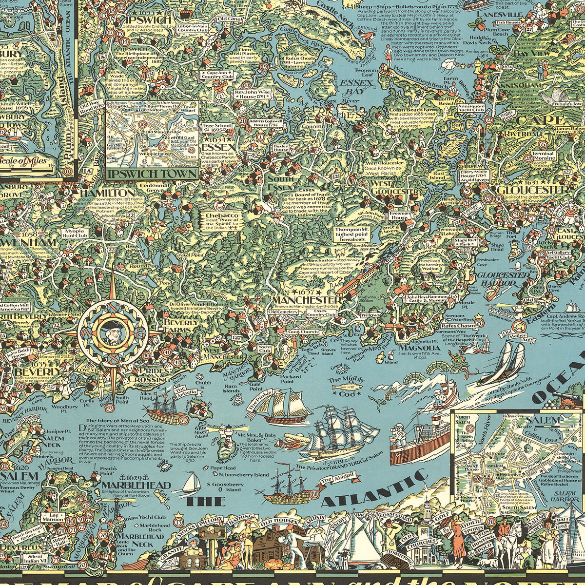 Restored historic details from the 1934 coastline map of Essex County, Massachusetts