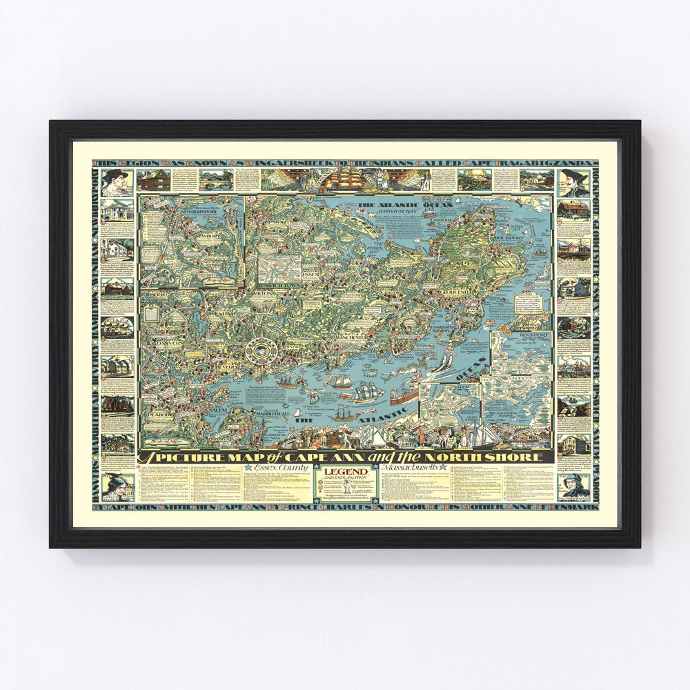 Cape Ann Vintage Map 1934