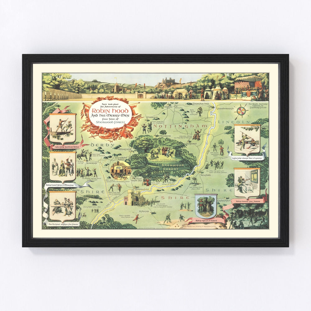 Adventures of Robin Hood Vintage Map 1955