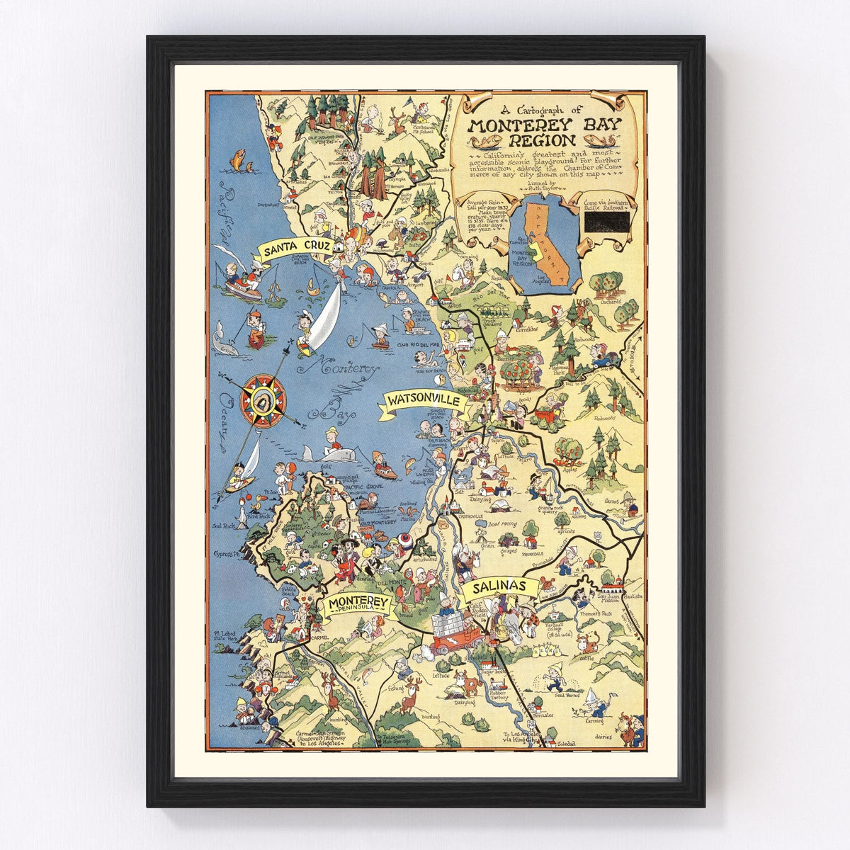 Monterey Bay Vintage Map 1932