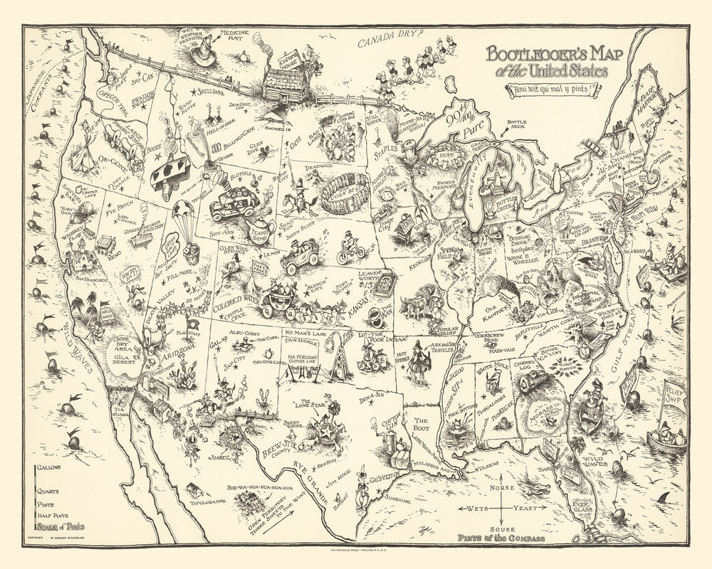 Vintage Map of United States 1926 print style example