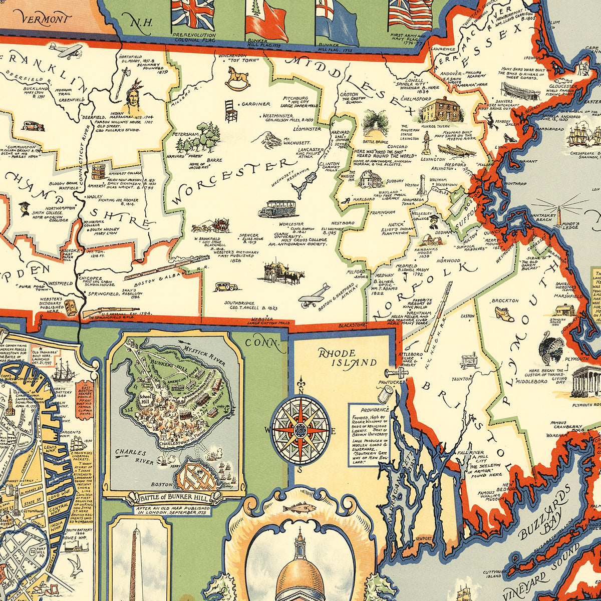 Restored historic details from the 1930 state map of County, Massachusetts