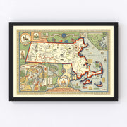 Massachusetts Vintage Map 1930