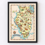 Illinois Vintage Map 1935