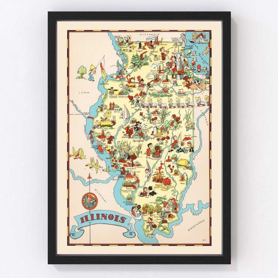 Illinois Vintage Map 1935
