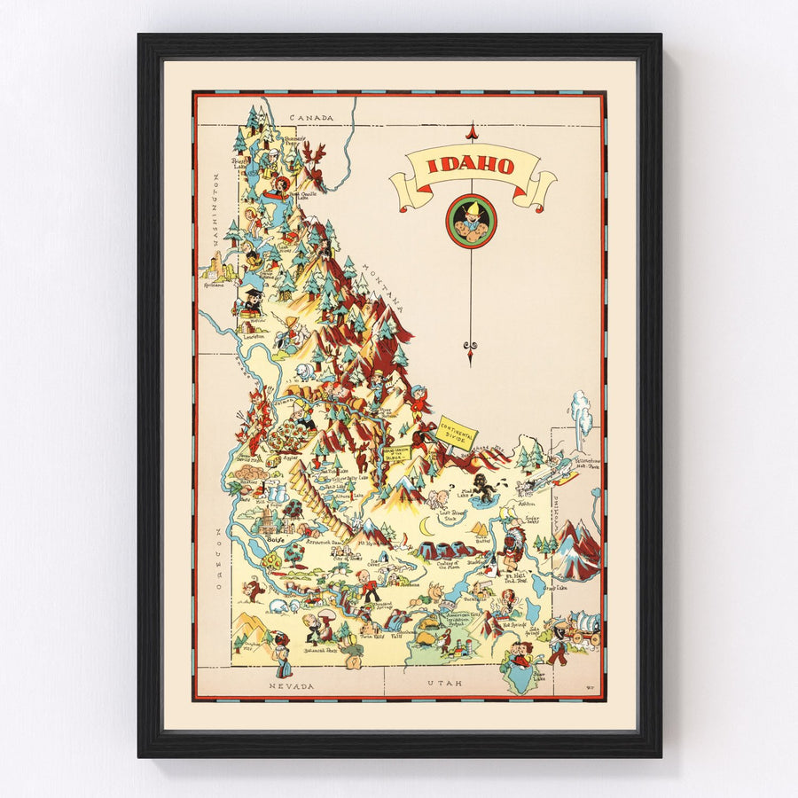 Vintage Map of Idaho 1935