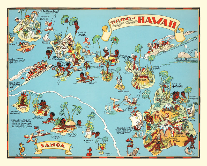 Size comparison using Vintage Map of Hawaii 1935
