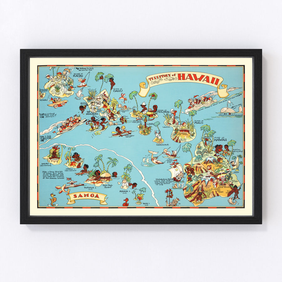Vintage Map of Hawaii 1935