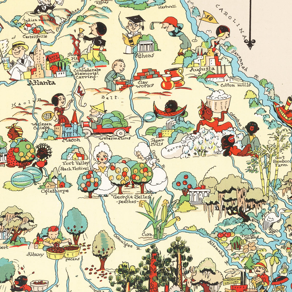 Restored historic details from the 1935 state map of County, Georgia