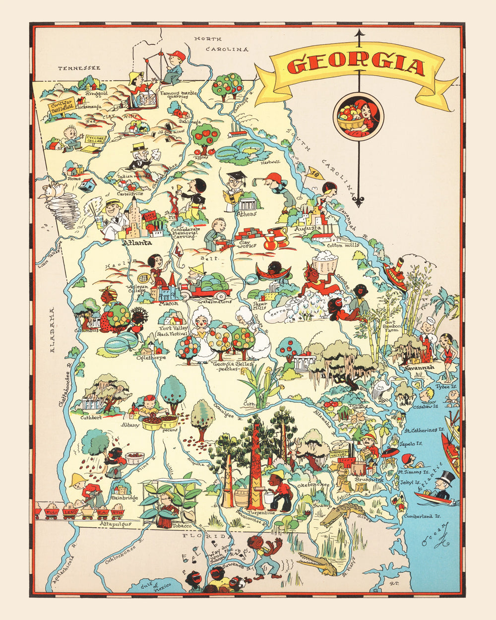 Vintage Map of Georgia 1935 print style example