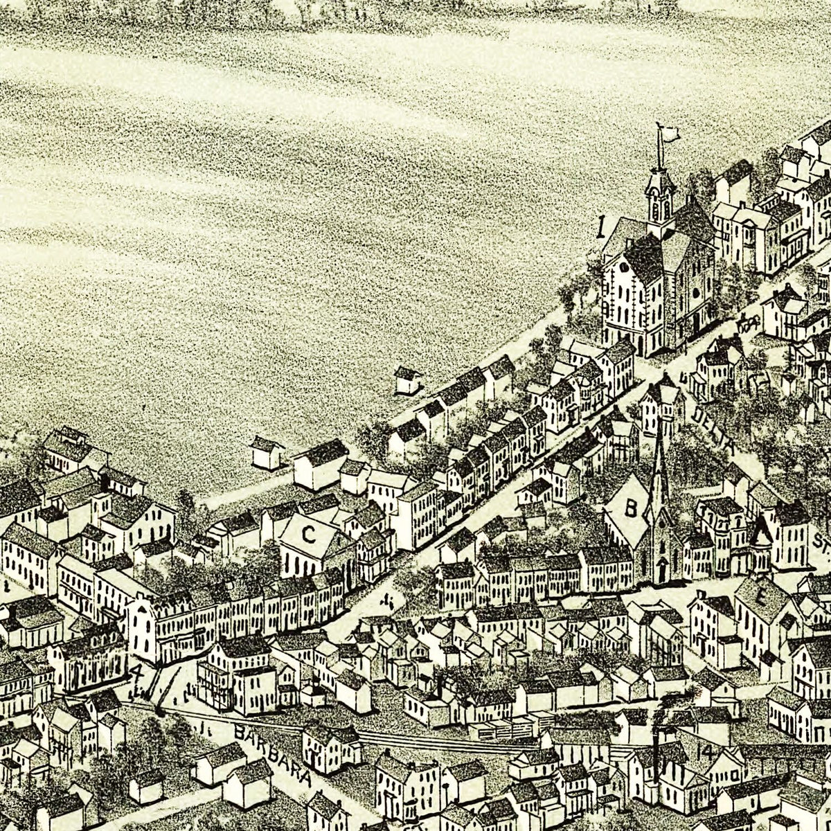 Restored historic details from the 1894 city map of Mount Joy, Pennsylvania