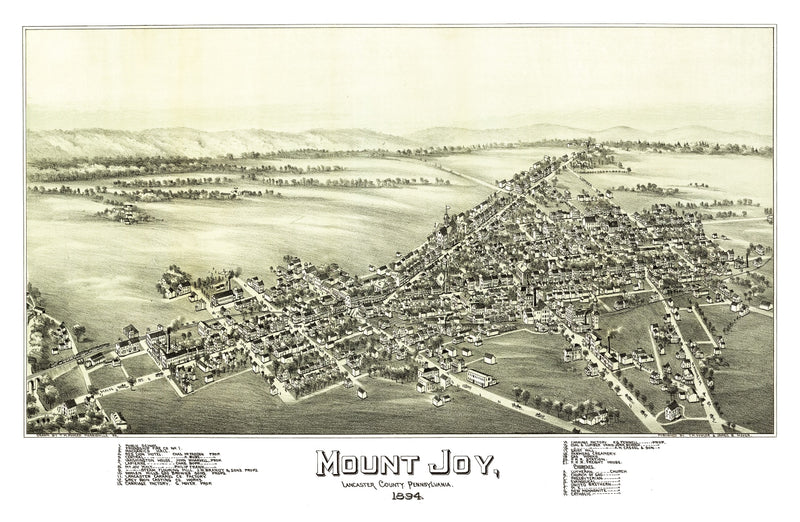 Size comparison using Vintage Map of Mount Joy, Pennsylvania 1894