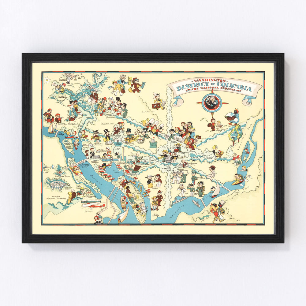 Washington DC Vintage Map 1935
