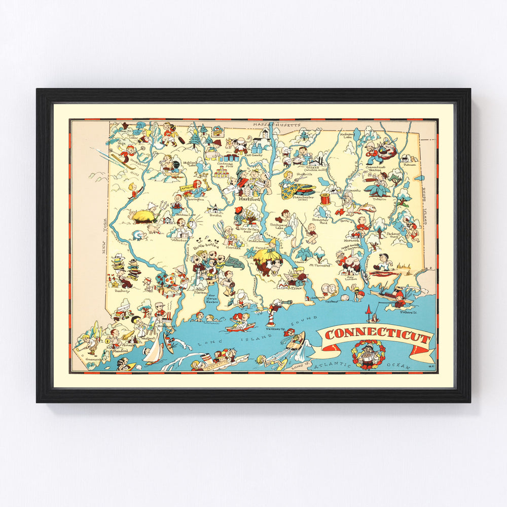 Connecticut Vintage Map 1935